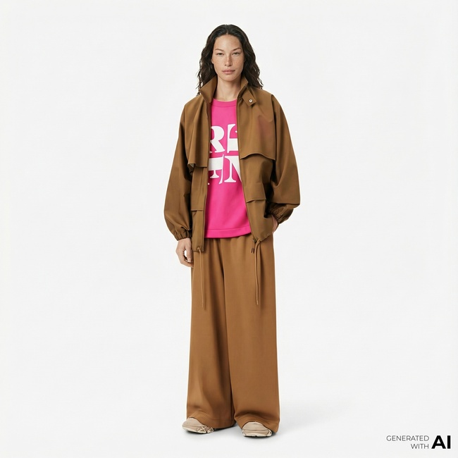  Lacoste Runway Unisex Relaxed Fit Bisiklet Yaka Baskılı Pembe T-Shirt