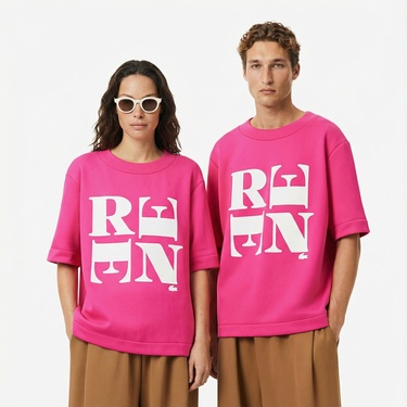 Lacoste Runway Unisex Relaxed Fit Bisiklet Yaka Baskılı Pembe T-Shirt