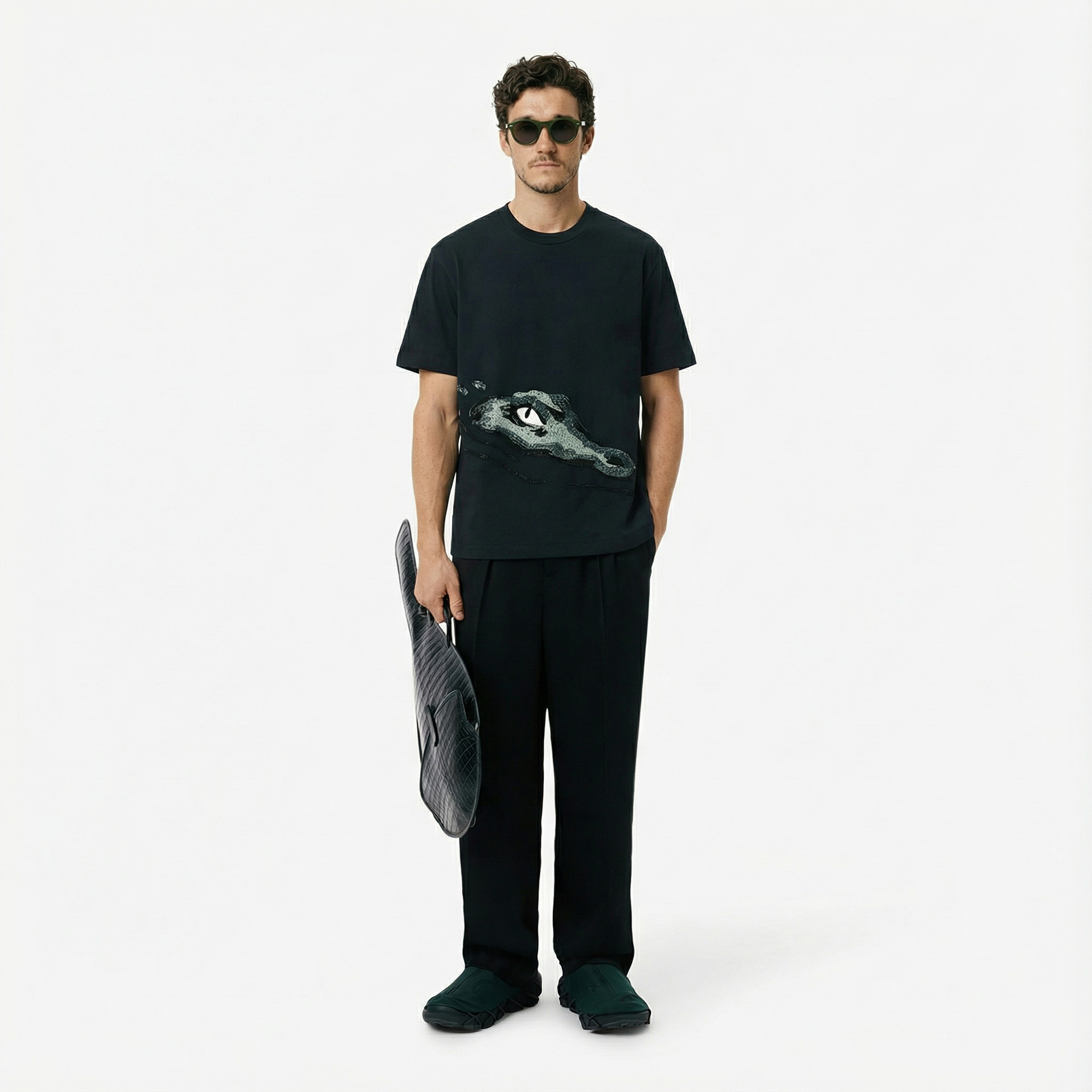 Lacoste Runway Erkek Relaxed Fit Bisiklet Yaka Baskılı Yeşil T-Shirt