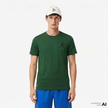  Lacoste Sport X Novak Djokovic Erkek Regular Fit Bisiklet Yaka Yeşil T-Shirt