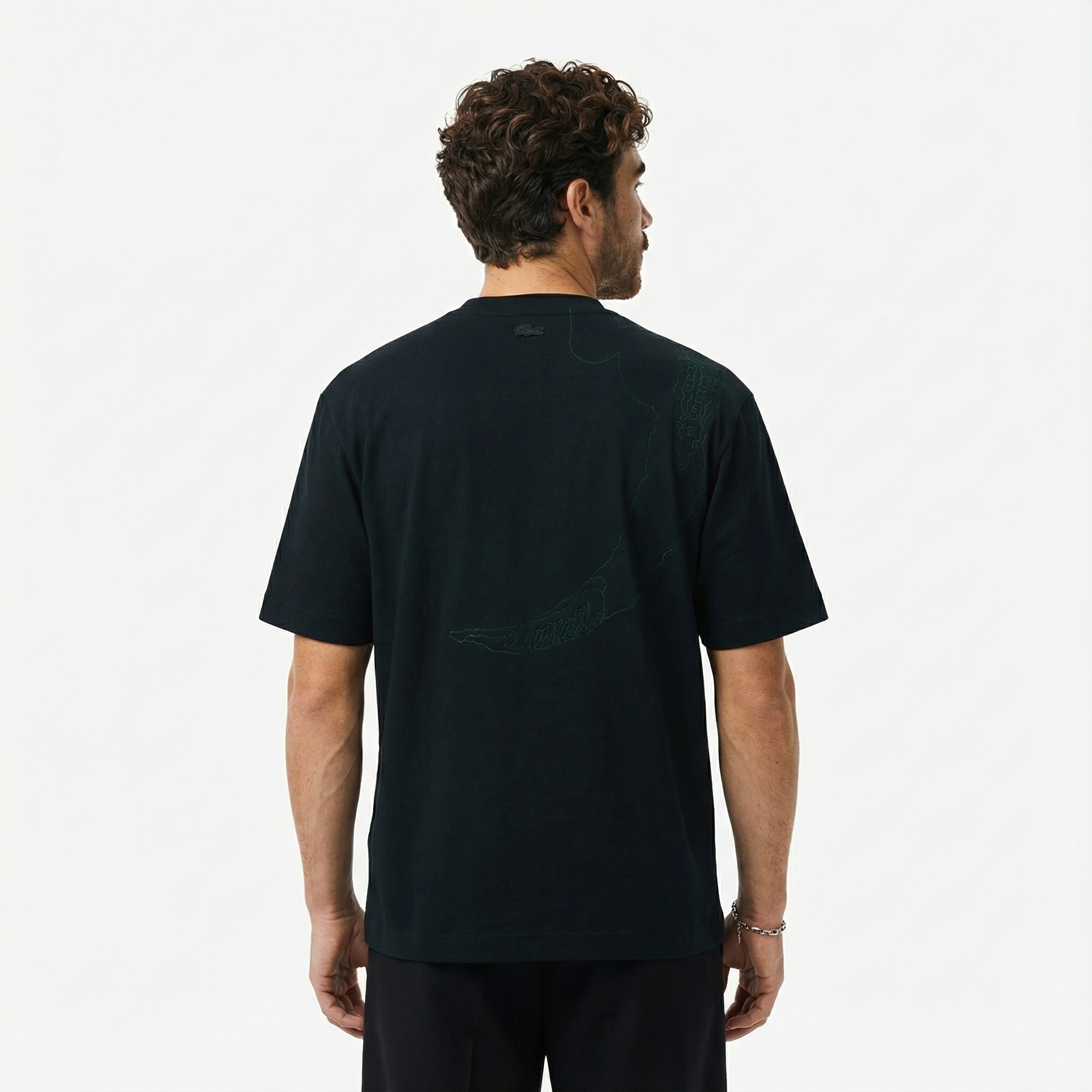 Lacoste Runway Erkek Relaxed Fit Bisiklet Yaka Baskılı Koyu Yeşil T-Shirt