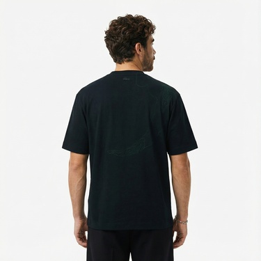  Lacoste Runway Erkek Relaxed Fit Bisiklet Yaka Baskılı Koyu Yeşil T-Shirt
