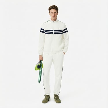  Lacoste Erkek Regular Fit Fermuarlı Renk Bloklu Beyaz Eşofman Takımı