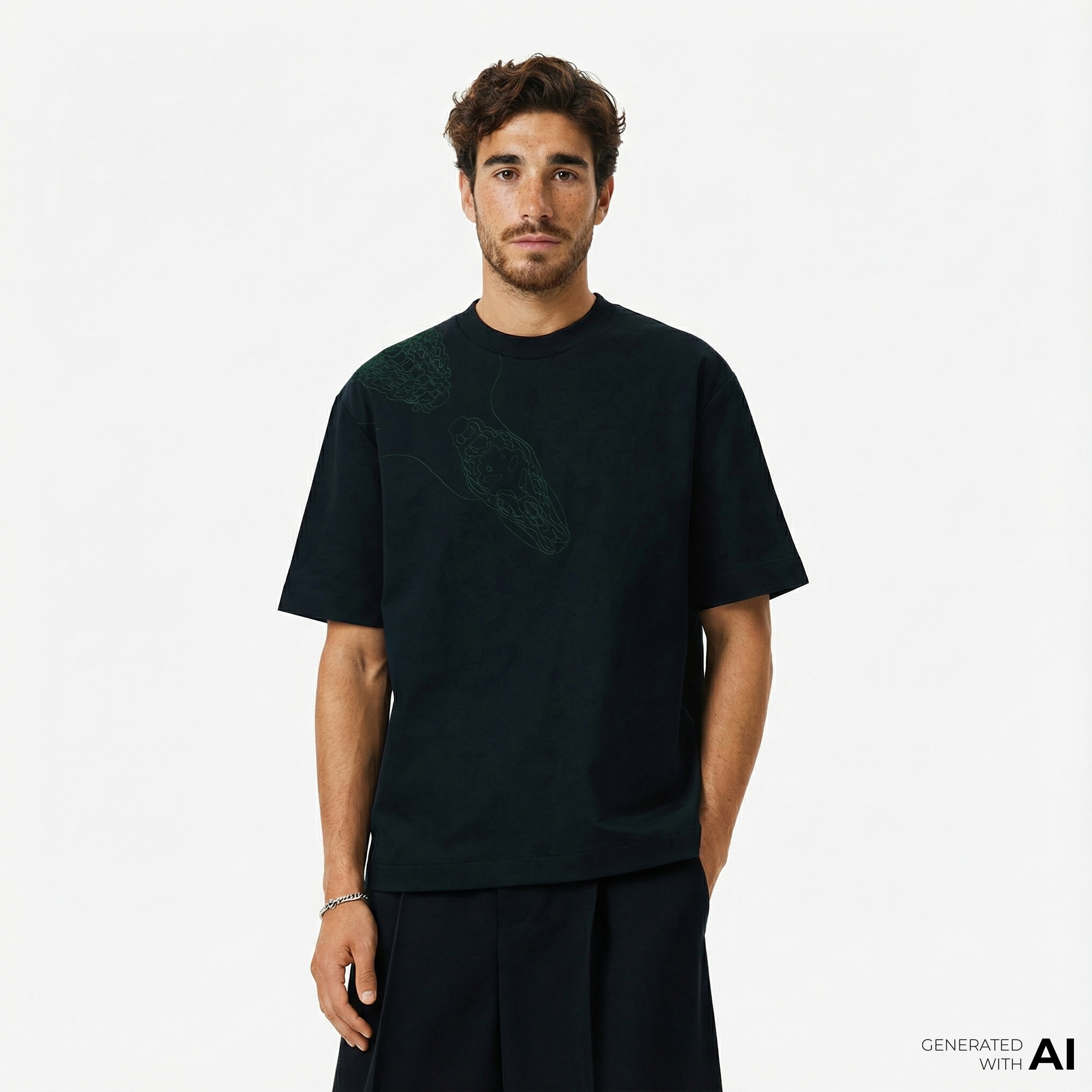 Lacoste Runway Erkek Relaxed Fit Bisiklet Yaka Baskılı Koyu Yeşil T-Shirt