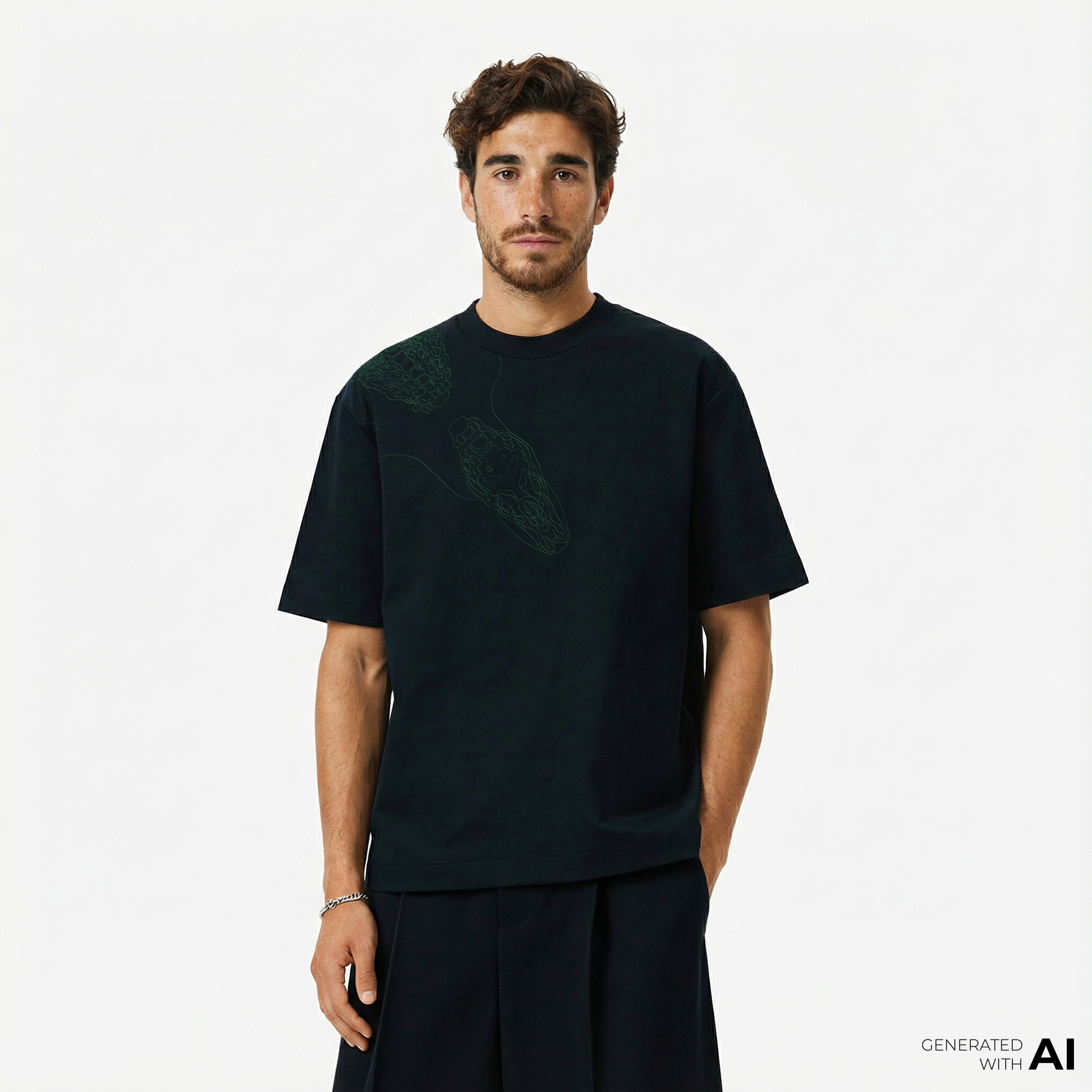  Lacoste Runway Erkek Relaxed Fit Bisiklet Yaka Baskılı Koyu Yeşil T-Shirt