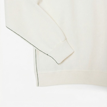  Lacoste Kadın Relaxed Fit Bisiklet Yaka Beyaz Kazak