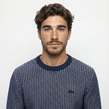  Lacoste Erkek Classic Fit Bisiklet Yaka Desenli Lacivert Kazak