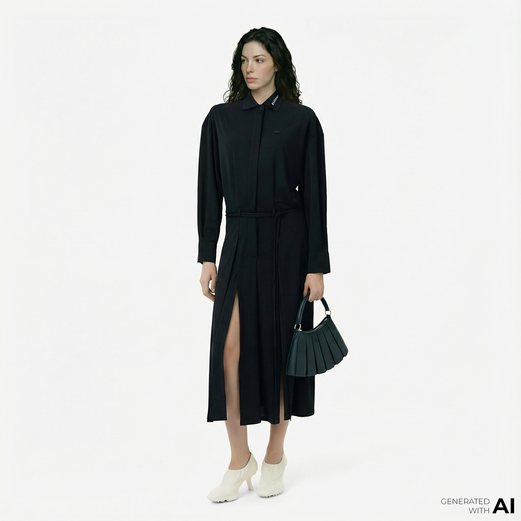  Lacoste Runway Kadın Polo Yaka Koyu Yeşil Elbise