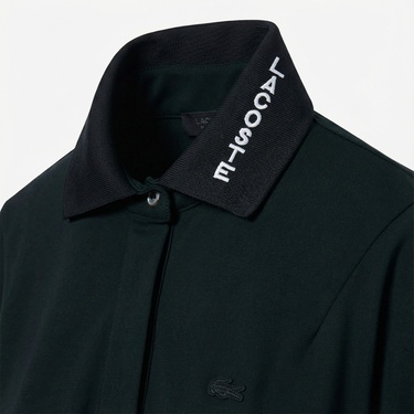  Lacoste Runway Kadın Polo Yaka Koyu Yeşil Elbise