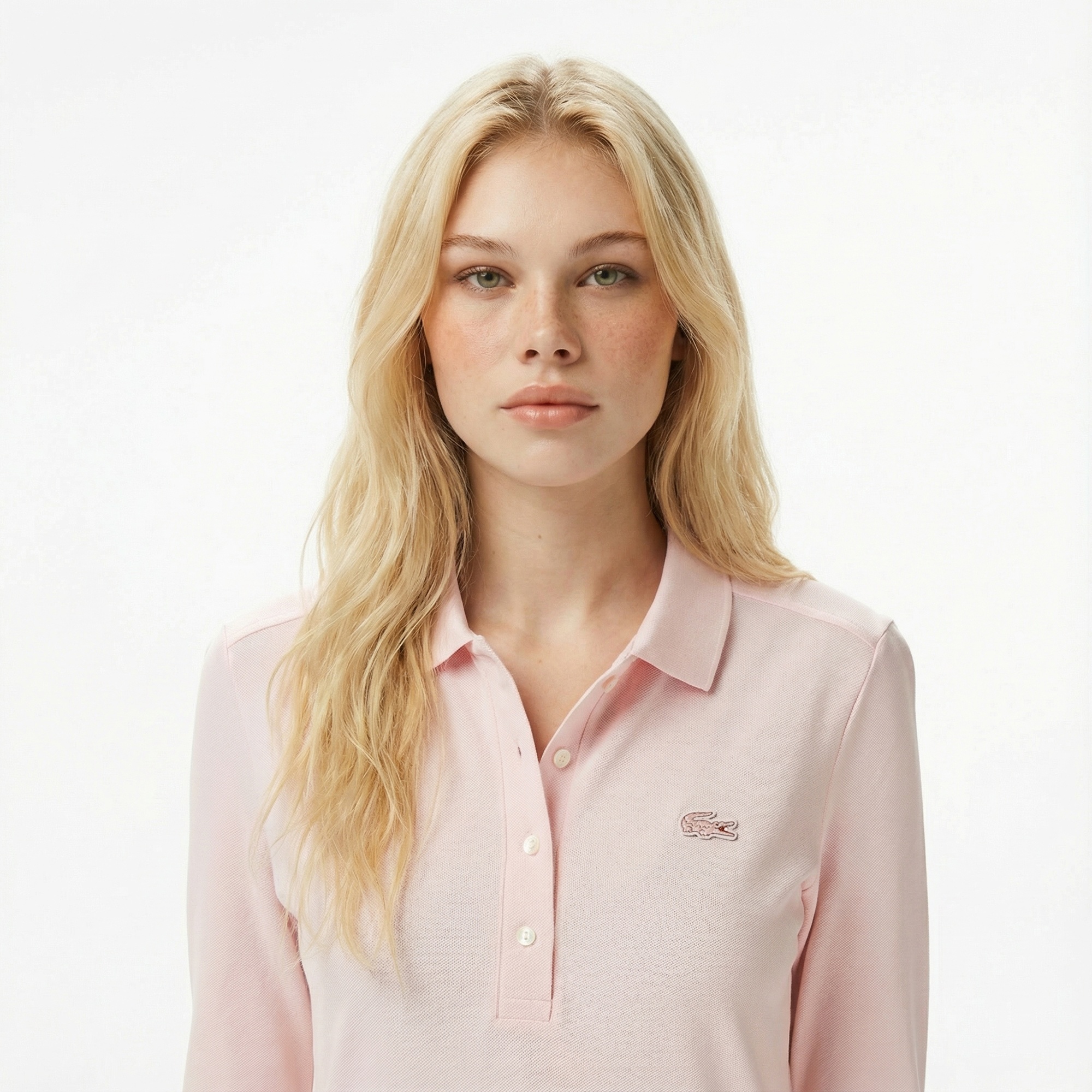 Lacoste Kadın Slim Fit Uzun Kollu Pembe Polo