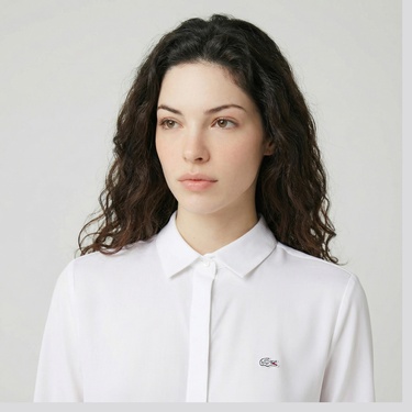  Lacoste Kadın Regular Fit Yarım Kol Beyaz Gömlek