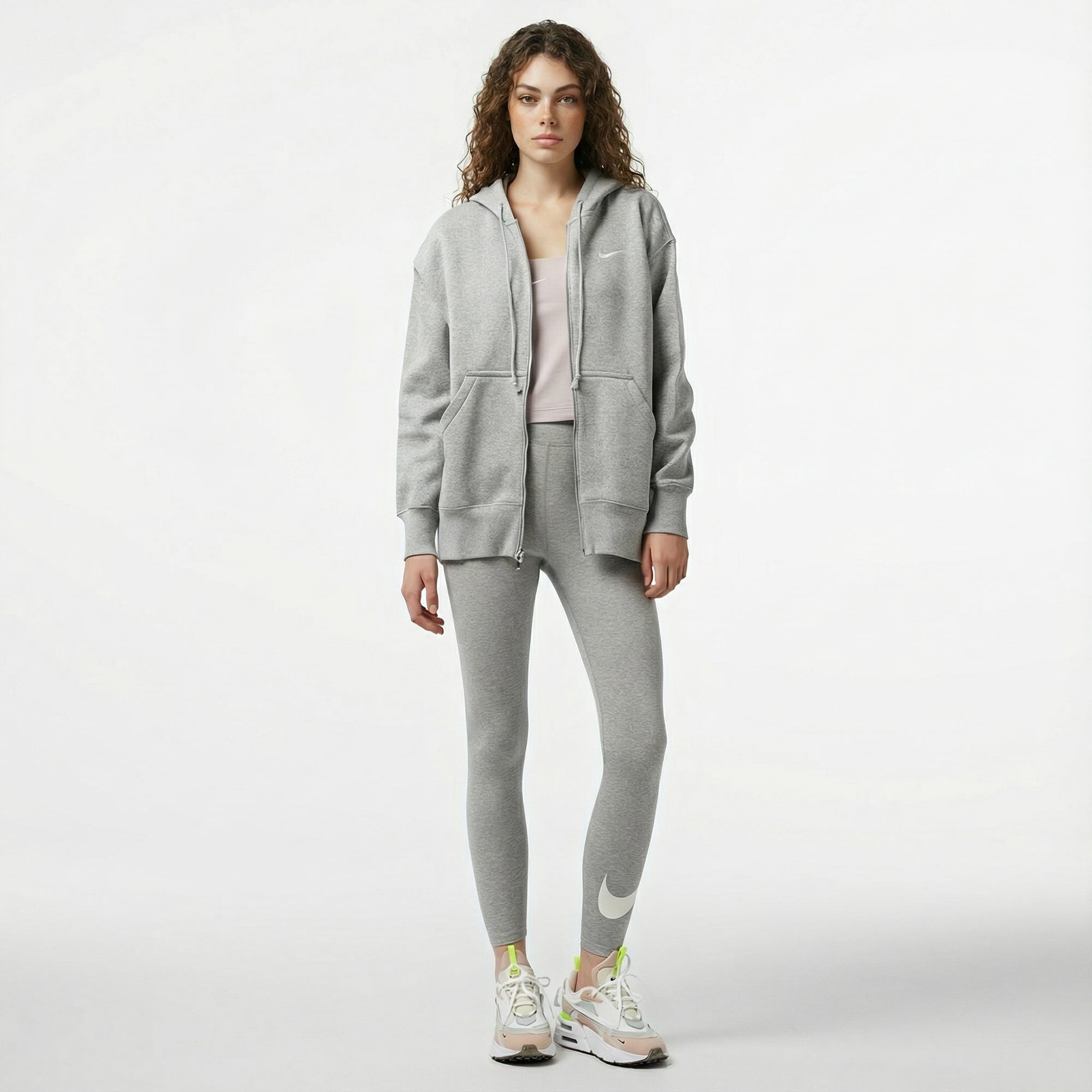 Nike Sportswear Phoenix Fleece Oversize Kadın Gri Hoodie