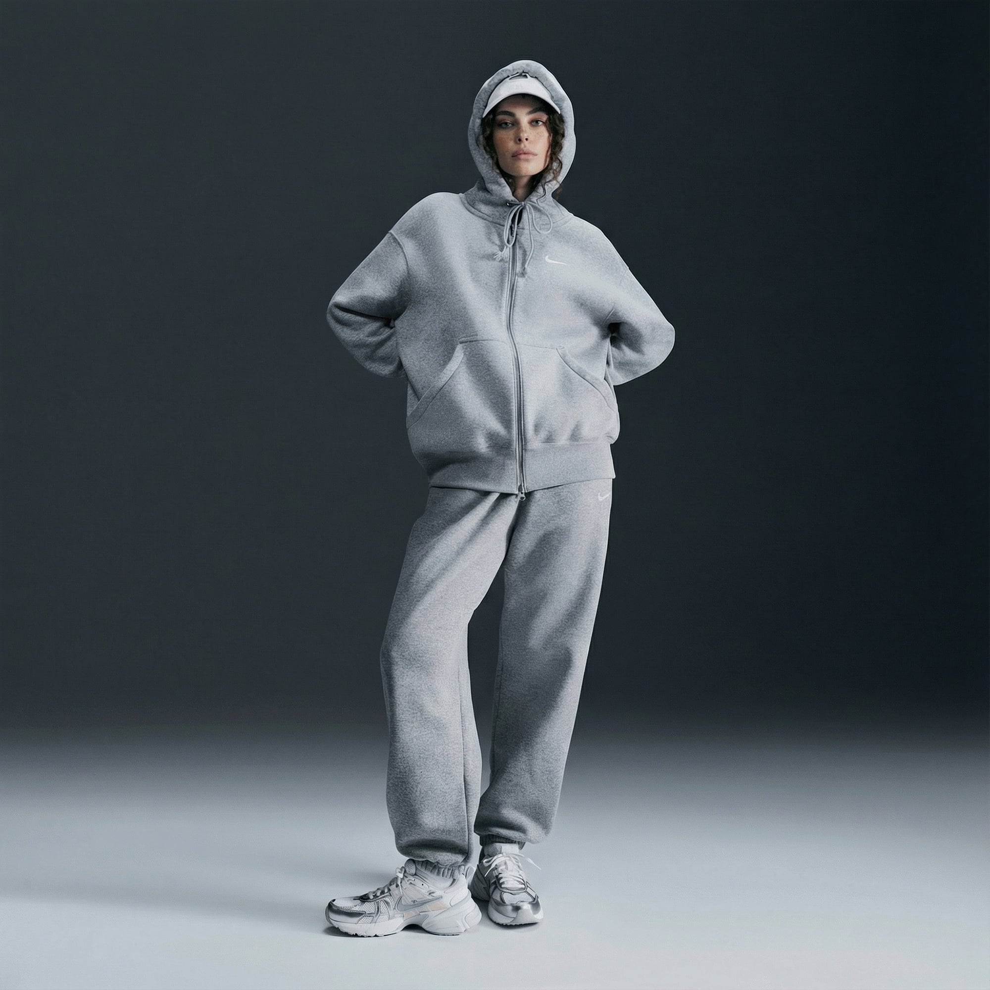 Nike Sportswear Phoenix Fleece Oversize Kadın Gri Hoodie