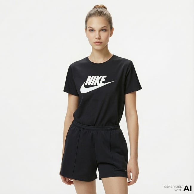  Nike Sportswear Essential Icon Futuraa Kadın Siyah T-Shirt