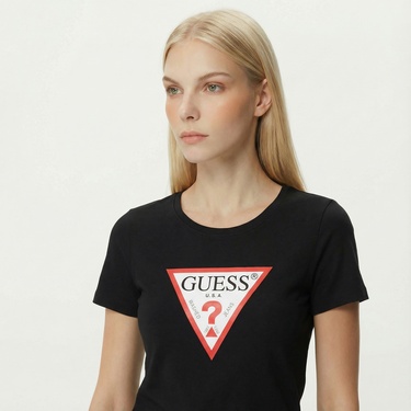  Guess Original Kadın Siyah T-Shirt