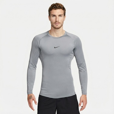  Nike Pro Dri-Fit Top Erkek Gri Uzun Kollu T-Shirt