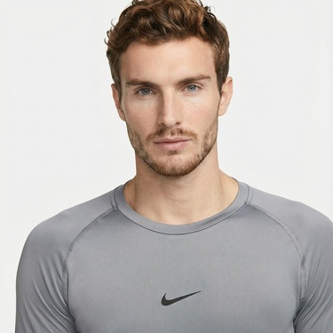  Nike Pro Dri-Fit Top Erkek Gri Uzun Kollu T-Shirt