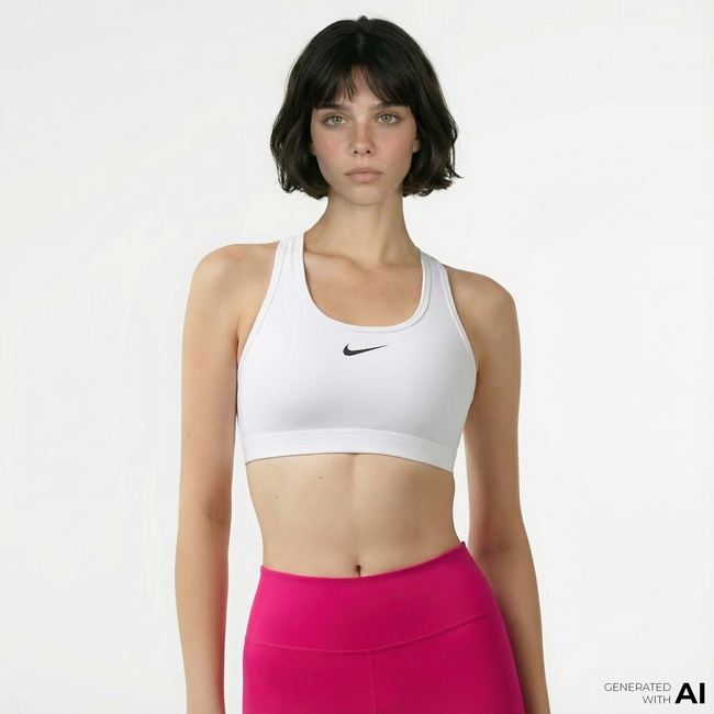  Nike Swoosh Med Sport Kadın Beyaz Bra