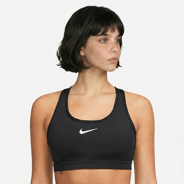  Nike Swoosh Med Sport Kadın Siyah Bra