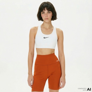  Nike Dri-Fit Swoosh High Support Kadın Beyaz Bra