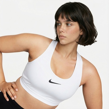 Nike Dri-Fit Swoosh High Support Kadın Beyaz Bra