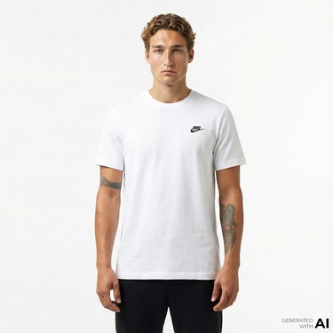  Nike Sportswear Club Erkek Beyaz T-Shirt