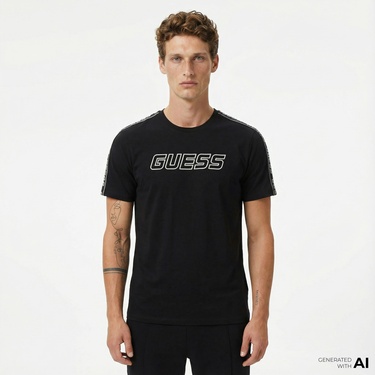  Guess Arlo Erkek Siyah T-Shirt