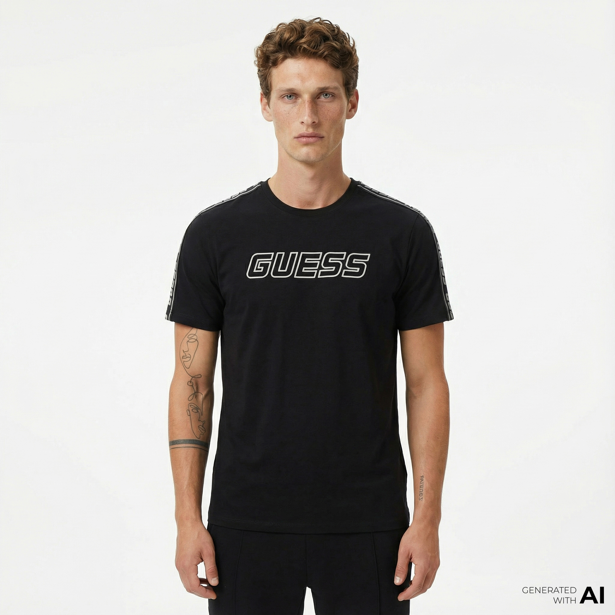  Guess Arlo Erkek Siyah T-Shirt