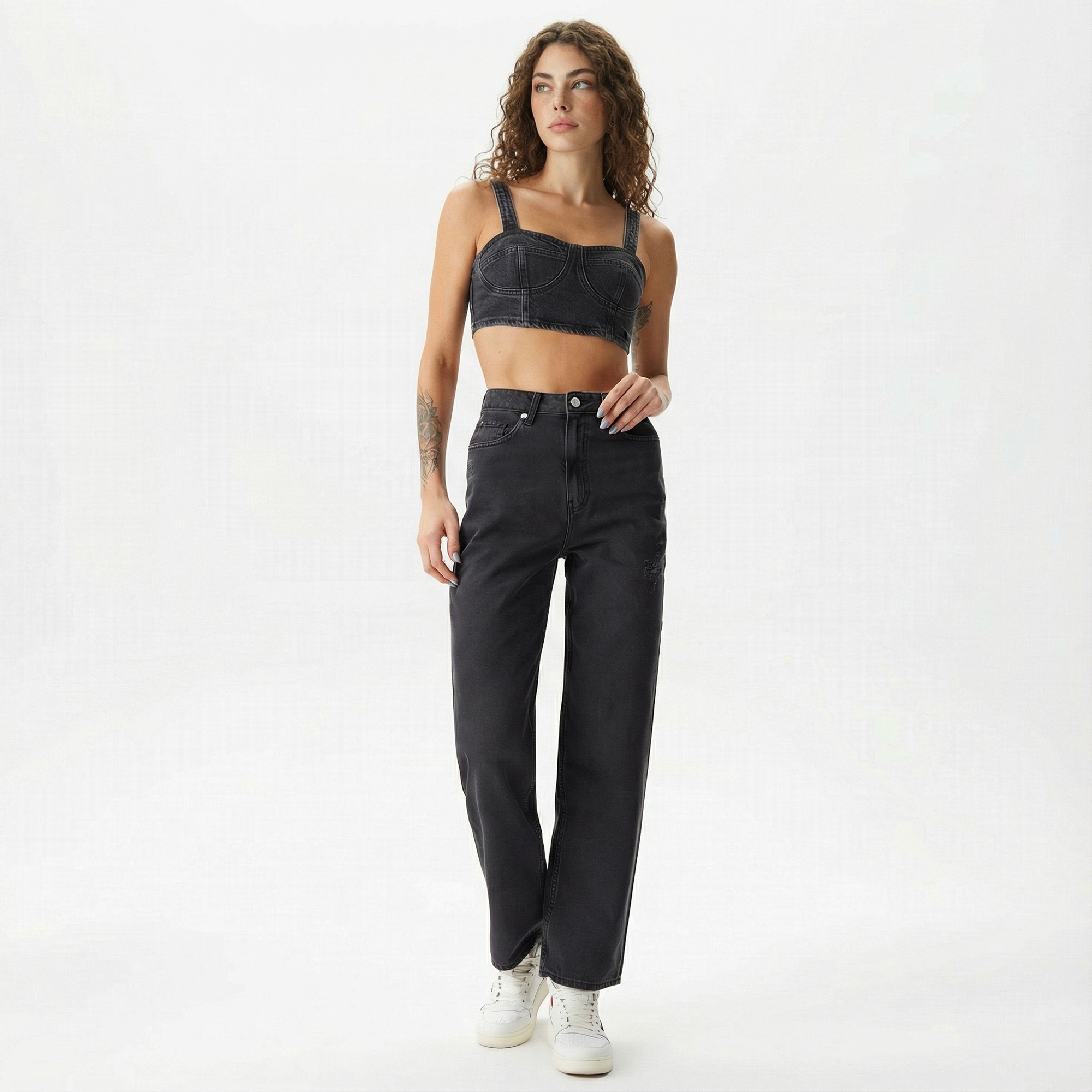 Tommy Jeans Kadın Crop Gri Büstiyer