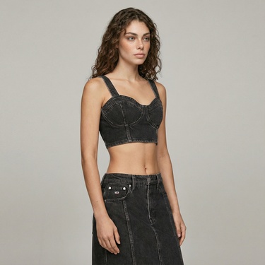  Tommy Jeans Kadın Crop Gri Büstiyer