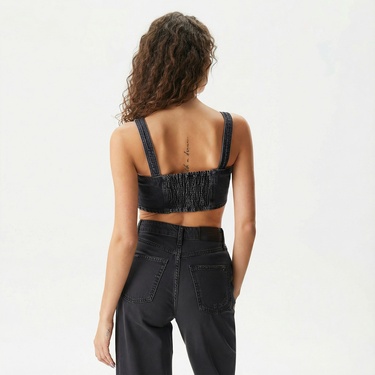  Tommy Jeans Kadın Crop Gri Büstiyer