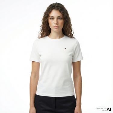  Tommy Hilfiger Cody Kadın Beyaz T-Shirt
