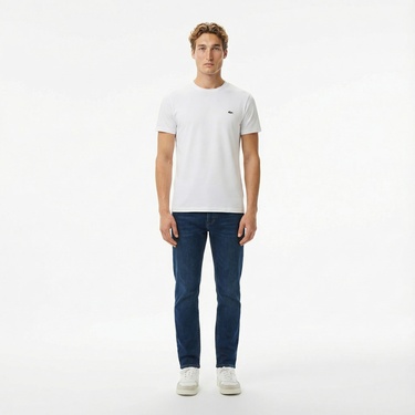  Lacoste Erkek Slim Fit Bisiklet Yaka Beyaz T-Shirt