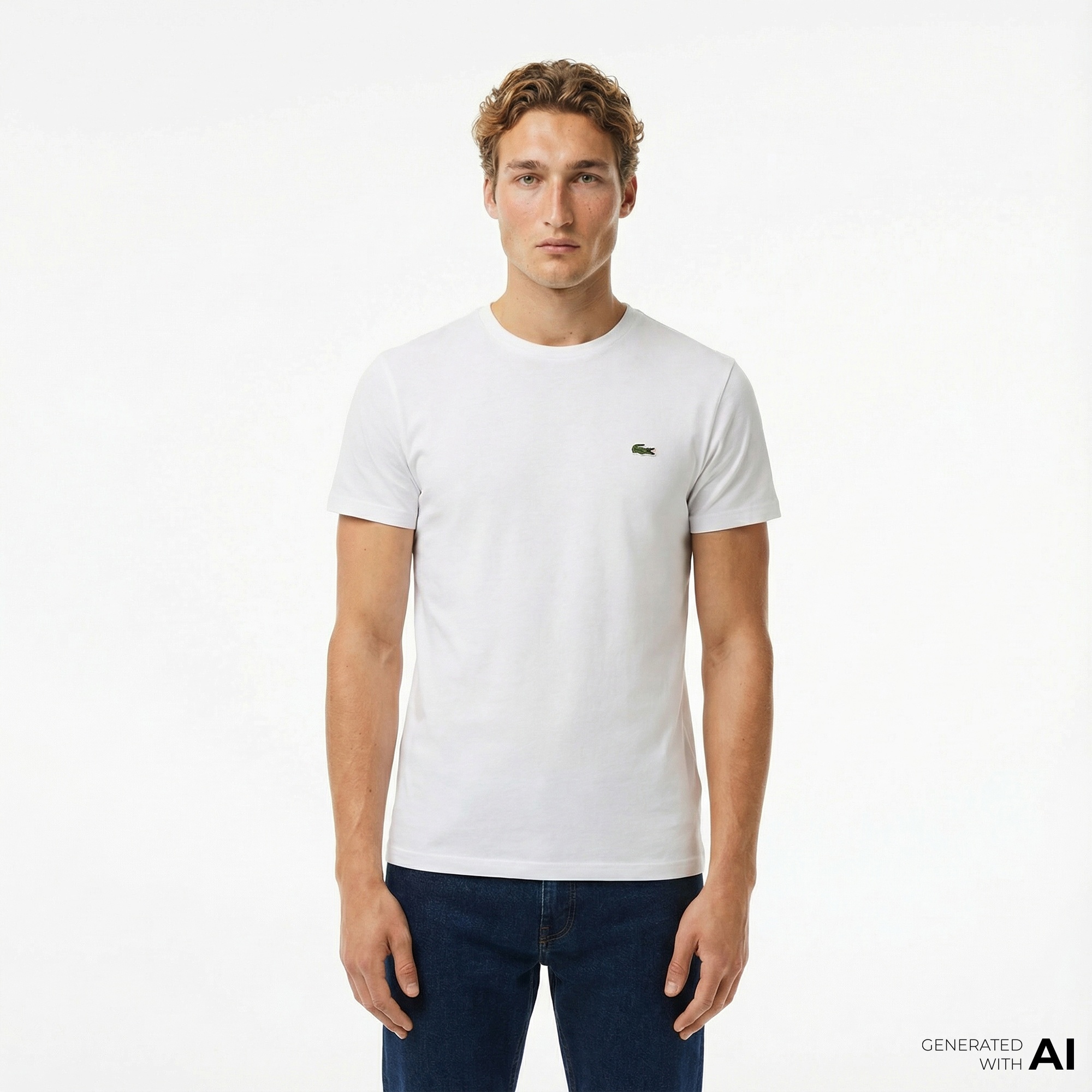 Lacoste Erkek Slim Fit Bisiklet Yaka Beyaz T-Shirt