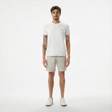  Lacoste Erkek Slim Fit Bisiklet Yaka Beyaz T-Shirt