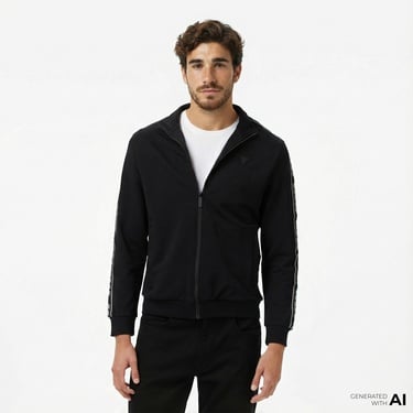  Guess Full-Zip Erkek Siyah Sweatshirt