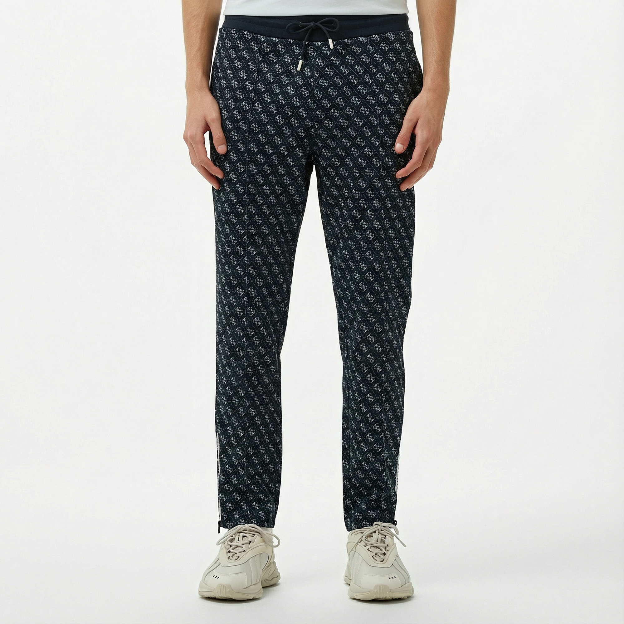 Guess Korbin Printed Double Knit Eco Erkek Siyah Eşofman Altı