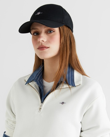  GANT Kadın Beyaz Relaxed Fit Yarım Fermuarlı Sweatshirt