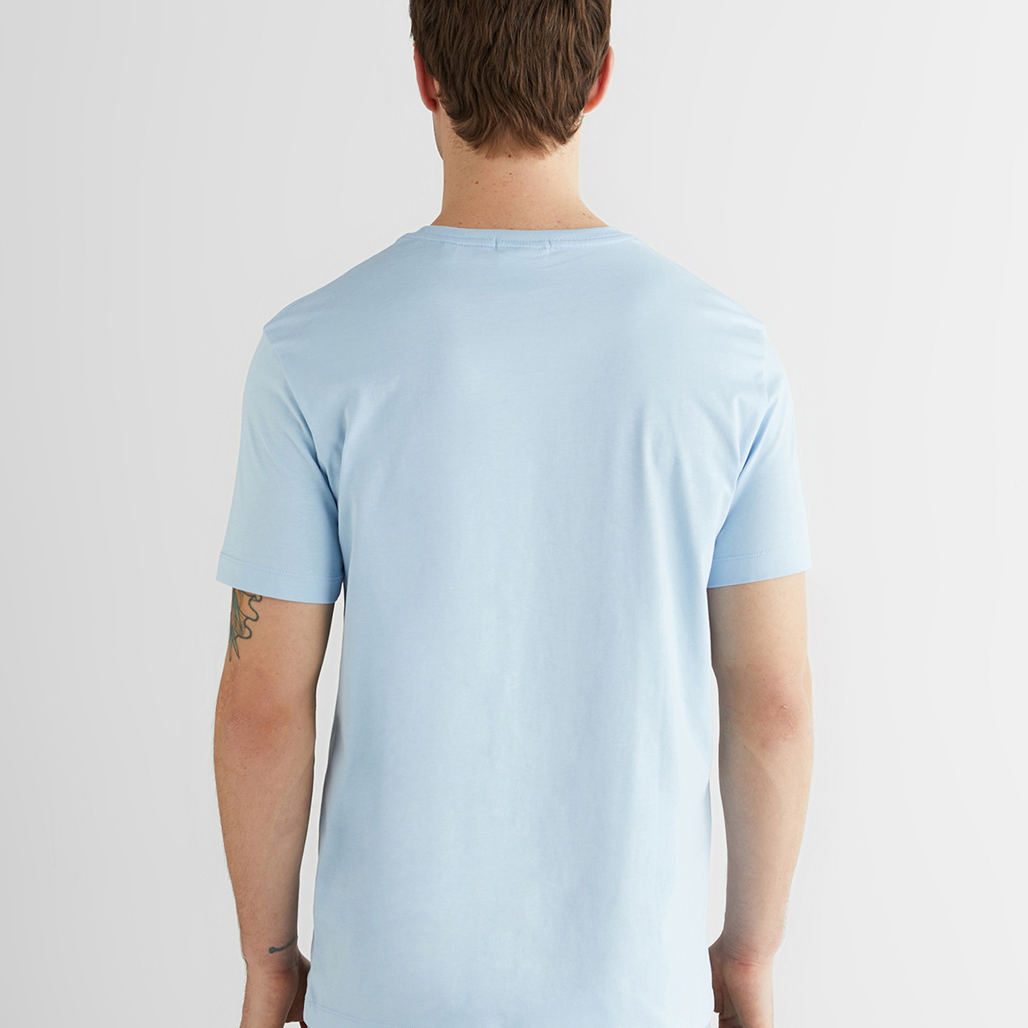 GANT Erkek Mavi Bisiklet Yaka Regular Fit Logolu T-Shirt