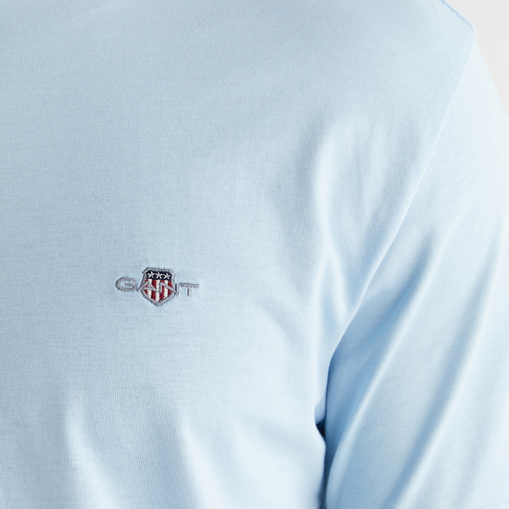 GANT Erkek Mavi Bisiklet Yaka Regular Fit Logolu T-Shirt