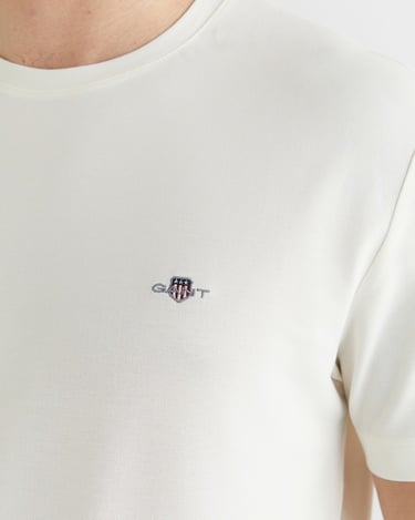  GANT Erkek Beyaz Bisiklet Yaka Regular Fit T-Shirt