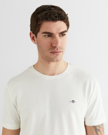  GANT Erkek Beyaz Bisiklet Yaka Regular Fit T-Shirt