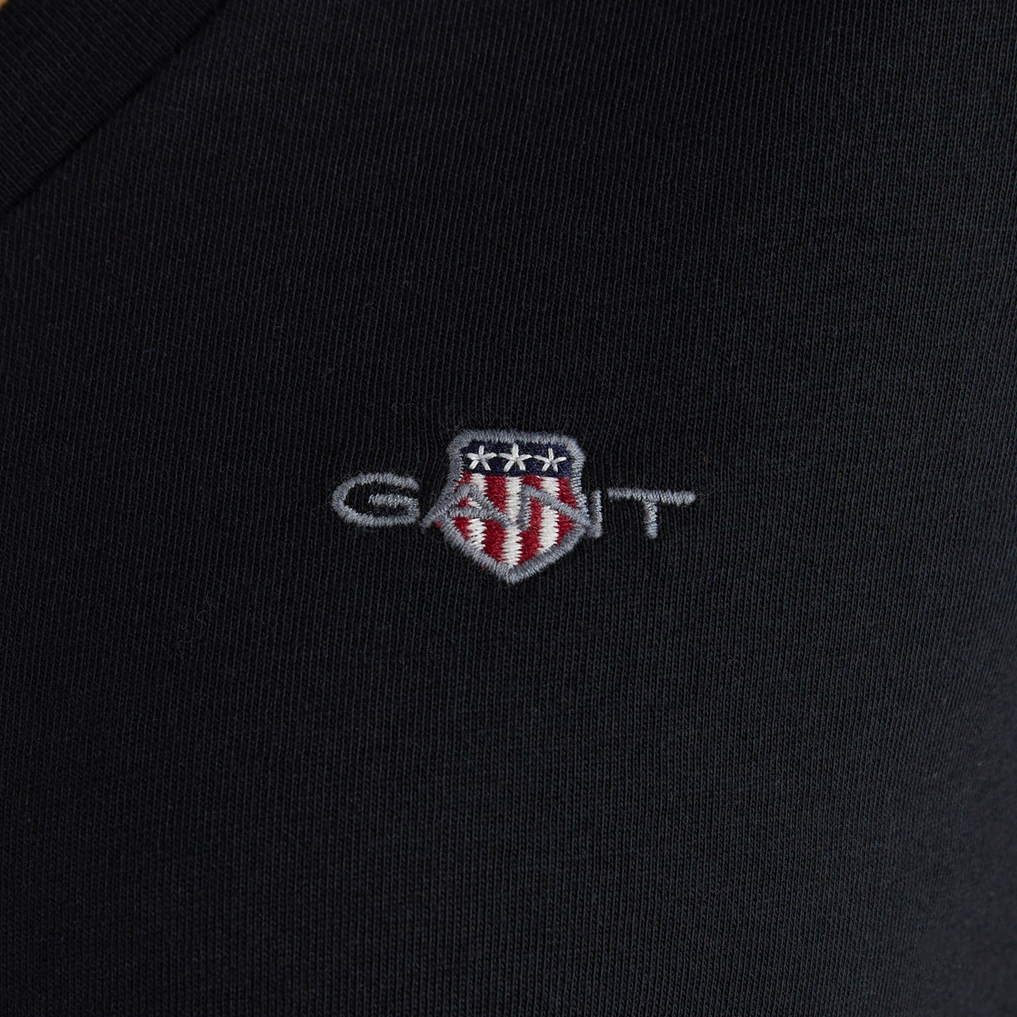 GANT Kadın Siyah V Yaka Regular Fit Logolu T-Shirt