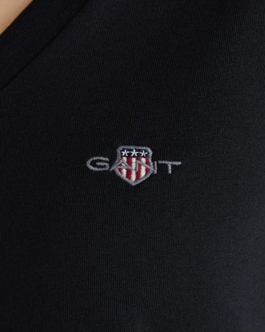  GANT Kadın Siyah V Yaka Regular Fit T-Shirt