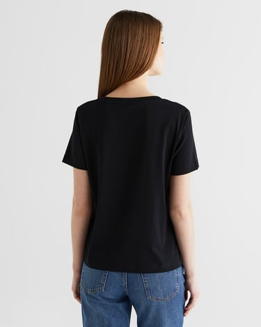  GANT Kadın Siyah V Yaka Regular Fit T-Shirt