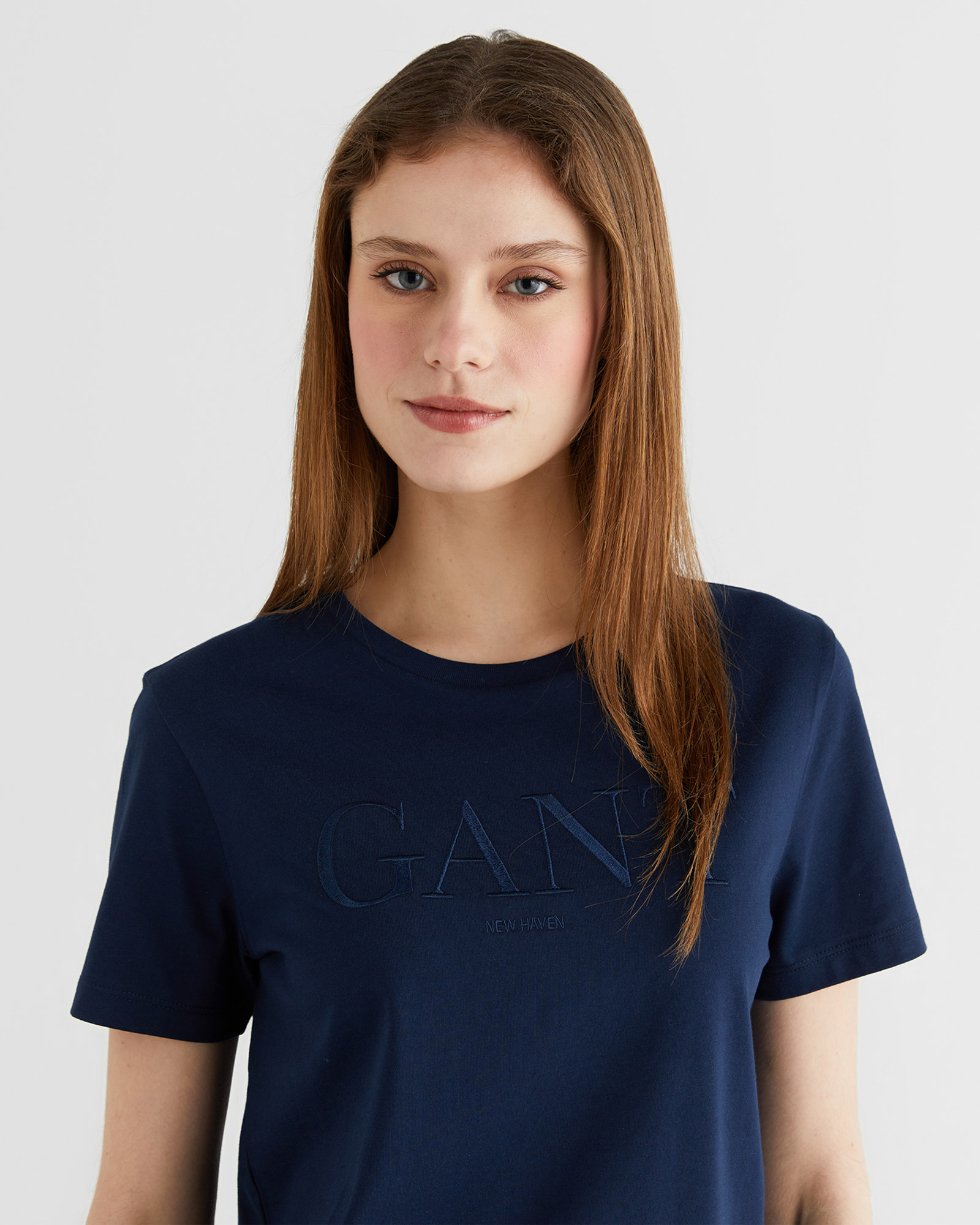  GANT Kadın Mavi Bisiklet Yaka Regular Fit T-Shirt