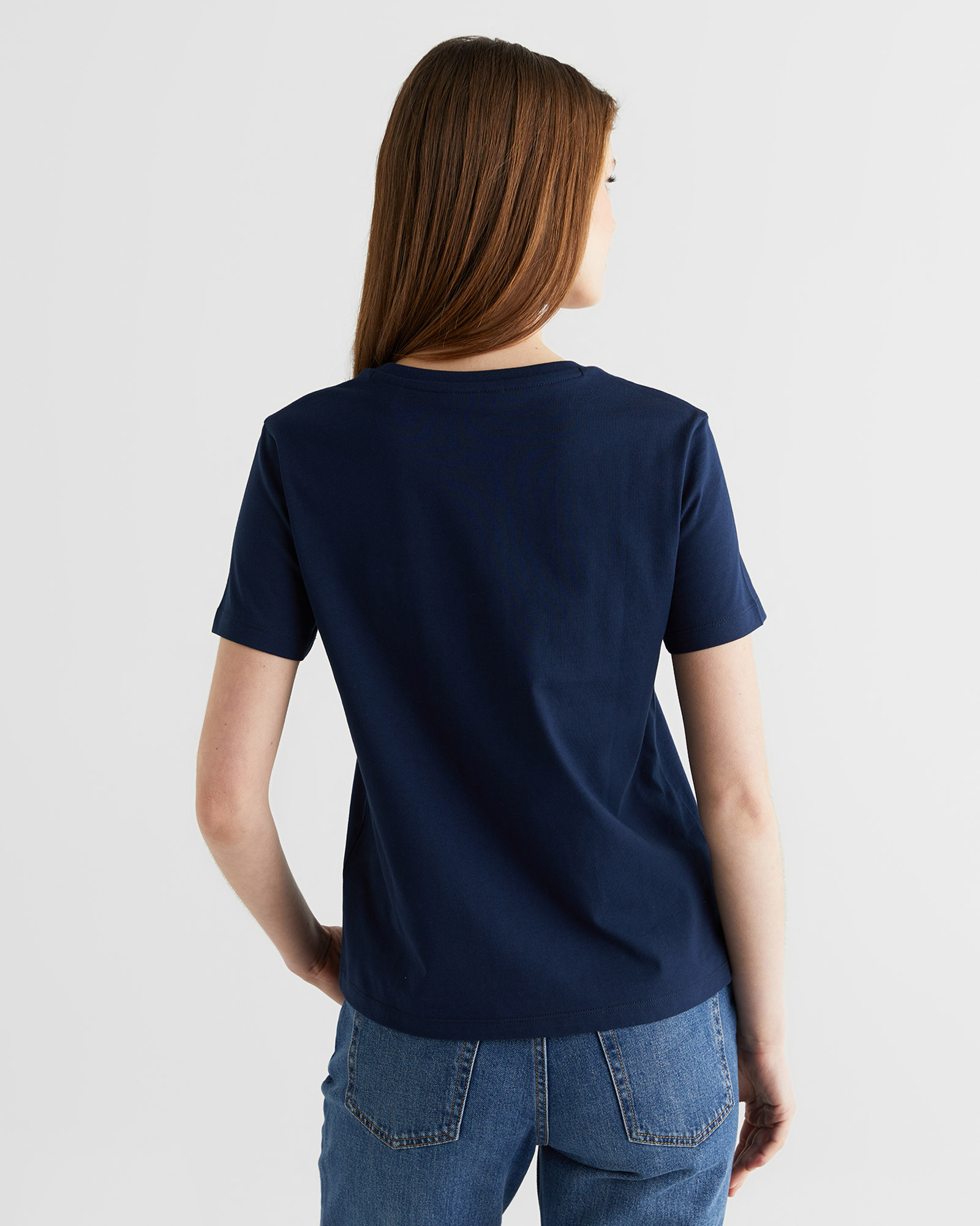  GANT Kadın Mavi Bisiklet Yaka Regular Fit T-Shirt