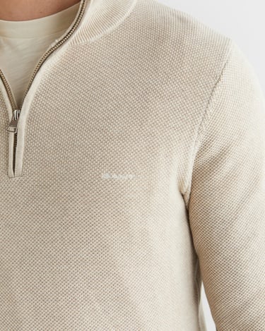  GANT Erkek Bej Regular Fit Yarım Fermuarlı Triko