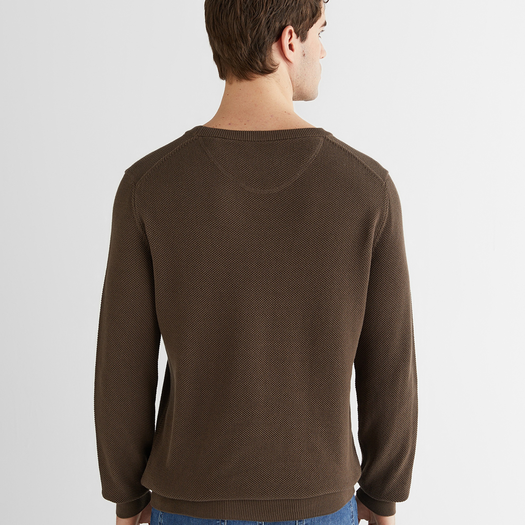 GANT Erkek Kahverengi Regular Fit Bisiklet Yaka Triko