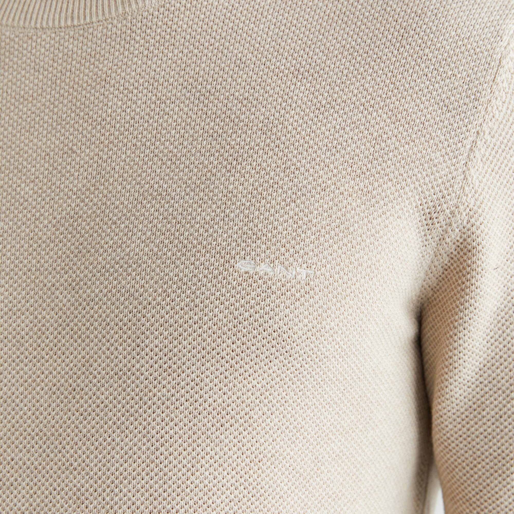 GANT Erkek Bej Regular Fit Bisiklet Yaka Triko